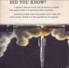 an advertisement for the science fiction sci - fi film, did you know? it doesn't take as much fuel to launch a rocket into space when it is launched from australia