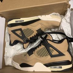 Jordan 4 Fossil Size 5.5w; Never Worn Only Thing Wrong Is The Box That It Came It Got Torn A Little In The Mail But Besides That There Are No Imperfections On The Shoe Pretty Sneakers, Trendy Shoes Sneakers, Dr Shoes, Jordan Shoes Girls, Pretty Shoes Sneakers, Jordan Shoes Retro, All Nike Shoes, Nike Air Shoes, Cute Nike Shoes