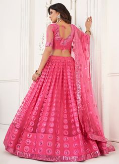 Banarasi circular lehenga choli in pink colour Pink Bottom