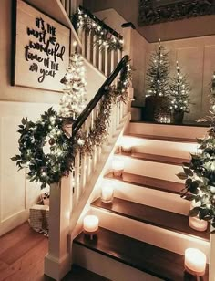 an instagram page with christmas lights on the stairs