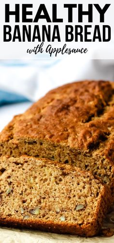 a loaf of healthy banana bread with applesauce