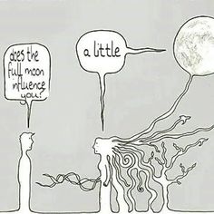 a cartoon drawing of two people talking to each other with speech bubbles above them that say,'what does the full moon mean you? '