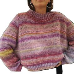 Striped Colorful Sweater, Hand Knit Striped Sweater, Chunky Striped Sweater, Homemade Knitted Sweaters, Colorful Knitted Sweaters, Colourful Knitwear, Colourful Sweater, Handknit Sweaters, Colorful Knit