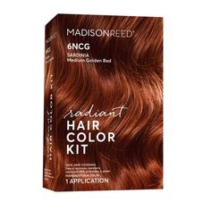 Radiant Hair Color Kit delivers gorgeous, high-quality hair color for multi-tonal and natural-looking results. Works on all different hair types and textures. Radiant Hair Color is a cream-based formula, dermatologist-tested, and does not damage your hairit has been shown to actually improve the condition of your hair. Formulated with hair-loving ingredients and is free from harsh ingredients while also being Leaping Bunny Certified. One Radiant Hair Color Kit has everything you need to color at home with confidence with easy-to-follow step-by-step instructions. The kit includes Radiant Cream Color, Conditioning Color Activator, 2 pairs of gloves, cap, barrier cream, cleansing wipe, Color Protecting Shampoo and Conditioner, and an instruction booklet. Size: 8-Piece Kit. Copper Hair Dark, Madison Reed, Barrier Cream, Leaping Bunny, Golden Red, Hair Dark, Hair Care Brands, Different Hair Types, Different Hair