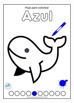 a coloring book with an image of a whale and the words azu on it