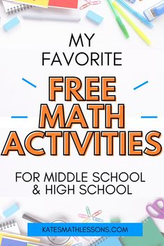 My Favorite Free Math Activities for Middle School and High School from Kate's Math Lessons Gina Wilson All Things Algebra, Pre Algebra Projects, High School Math Worksheets, Math Club Ideas, Fun Math Worksheets Middle School, Thinking Classroom, Algebra Projects, Pre Algebra Activities, Junior High Math