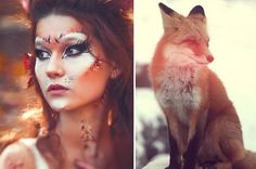 For my foxy lady Fox Costume Makeup, Kitsune Character, Fox Halloween Costume, Animal Makeup, Deer Costume, Face Painting Halloween