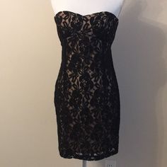 Nwt. Nude Lining With Black Lace Overlay. Slight Sweetheart Front. Zip Up Closure In Back Of Dress. Women’s Size Large. P2p 16” Waist 29” Length 28” Lace Lined Mini Dress For Date Night, Lined Lace Mini Dress For Date Night, Lace Strapless Dress For Date Night, Elegant Forever 21 Mini Dress For Date Night, Forever 21 Strapless Spring Dresses, Forever 21 Strapless Mini Dress, Strapless Spring Dresses From Forever 21, Strapless Spring Dresses By Forever 21, Forever 21 Cocktail Mini Dress