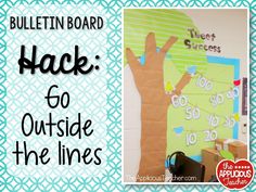 bulletin board with the words hack to outside the lines and an image of a tree