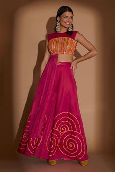 Show Shaa designer pink embellished blouse with sharara Blouse With Sharara, Navratri Design, Sharara For Women, Navratri Dress, Padded Blouse, Dress Design Patterns, Trendy Dress Outfits, Embellished Blouse