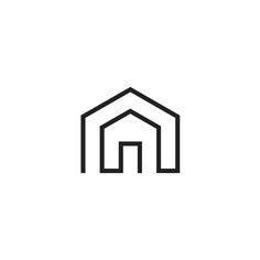 the letter m is made up of two lines and has a house on top of it