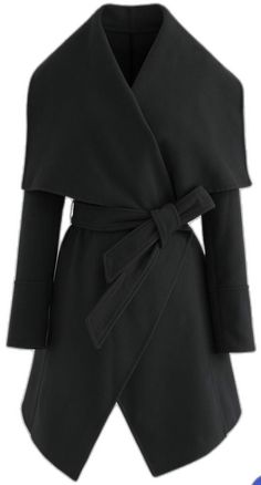 Chic Fitted Outerwear With Shawl Collar, Black Fitted Belted Outerwear, Fitted Black Belted Outerwear, Spring Fitted Outerwear With Shawl Collar, Black Fitted Collared Outerwear, Fitted Black Outerwear With Shawl Collar, Fitted Black Collared Outerwear, Black Shawl Collar Outerwear For Fall, Wrap Coat