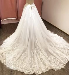 Luxury Lace Appliques Wedding Detachable Skirt Removable Train for Dresses Bridal Overskirt-FrenzyAfricanFashion.com Bridal Overskirt, Detachable Skirt, Bridal Skirts, Detachable Train, Wedding Skirt, Overlay Dress, Tulle Lace, Lace Applique, Floral Lace