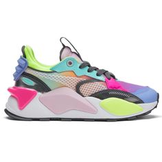 Our RS-XL Brighter Days Sneakers give off some serious active vibes. With a bulky silhouette, RS technology and an embossed textile heel piece, these sneakers offer both comfort and style. $125.00 Colorful Sneakers Women, Shoe Storage Hacks, Pink Nike Shoes, Futuristic Shoes, Colorful Sneakers, Puma Rs, Brighter Days, Purple Sneakers, Spring Sneakers