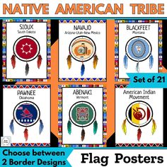 native american tribe posters set of 21 for classroom decor or display with text and images