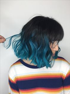 Teal Balayage, Blue And Green Hair, Teal Ombre Hair, Blue Ombre Hair, Balayage Ombré, Teal Hair, Ombre Hair Color, Dye My Hair, Hair Color Dark