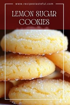 Delight in these refreshing Lemon Sugar Cookies, featuring a perfect blend of zesty lemon flavor and a tender, chewy texture. Perfect for any occasion! Citrus Cookies, Lemon Sugar Cookies Recipe, Lemon Cookies Recipes, Citrus Recipes, Santa Cookie, Recipes For Christmas, Cookies Soft, Lemon Dessert Recipes