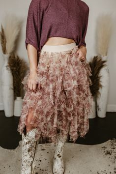 Be the epitome of elegance in our Mesh Layered Ballerina Skirt. The floral printed mesh design adds a feminine touch while the tiered layers give a playful twist. Lined underneath for comfort and featuring an elastic waistband, this skirt is both stylish and practical. With a length of 33" and waist size of 13", it's perfect for smaller sizes. Chic Floral Print Tiered Skirt, Feminine Tiered Bottoms With Layered Hem, Tiered Layered Hem Feminine Bottoms, Feminine Tiered Floral Print Skirt, Chic Layered Tiered Skirt Bottoms, Layered Flowy Skirt For Spring, Chic Layered Bottoms For Spring, Chic Layered Tiered Bottoms, Feminine Layered Hem Tiered Skirt