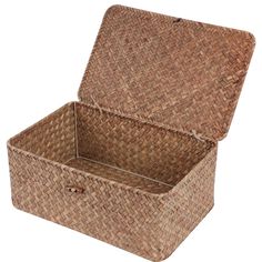 an empty wicker box on a white background