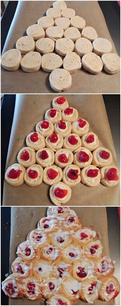 several different types of pastries sitting on top of each other