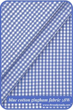 Blue and White Cotton Gingham Check Fabric 58W Stylish Throw Pillows, White Cotton