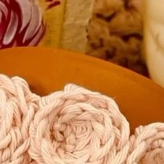 Terracotta Crocheted Flowers, Flan