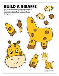 the printable giraffe paper doll is cut out to make it look like an animal