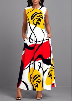 Color:Multi Color;Size:S;Size:M;Size:L;Size:XL;Size:XXL;Package Contents:1 X Dress;Occasion:Other;Style:Casual; Low V Neck Dress, Latest Dress For Women, Flowy Design, High Waist Dress, African Clothing Styles, Plus Size Maxi Dresses, Printed Maxi, Printed Maxi Dress, Floral Maxi Dress