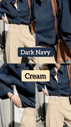 Cream Colour Matching Colours, Cream Colour Combinations Dress, Cream Colour Combinations, Navy And Cream Outfit, Color Outfit Combinations, Cool Tone Outfits, Guys Fashion Casual, Mens Smart Casual Outfits, Simple Casual Outfits