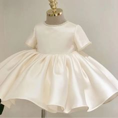 Silk , Knee Length White Short Sleeve Princess Dress For Birthday, Long Sleeve White Princess Dress For Birthday, White Short Sleeve Princess Dress For Party, White Long Sleeve Princess Dress For Birthday, Elegant Cream Dress For Birthday, Elegant Cream Birthday Dress, Cream Birthday Dress For Spring, Cream Dress For Spring Birthday, White Short Sleeve Birthday Dress