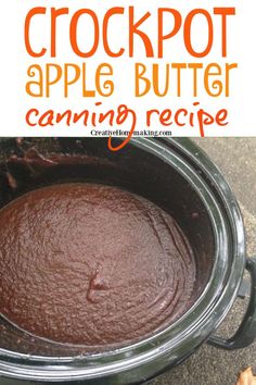 crockpot apple butter canning recipe with text overlay