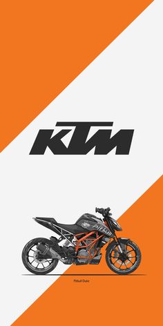 an orange and black motorcycle with the ktm logo on it