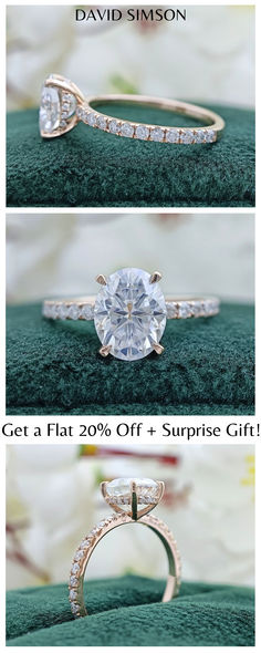 Get this Oval Hidden Halo Engagement Ring at 20% Flat Discount ~ Don't Miss the Chance! Engagement Rings With Halo, Rings With Halo, Halo Moissanite Engagement Ring, Princess Diamond Engagement Rings, Pave Diamond Engagement Rings, Cute Engagement Rings, Oval Diamond Engagement