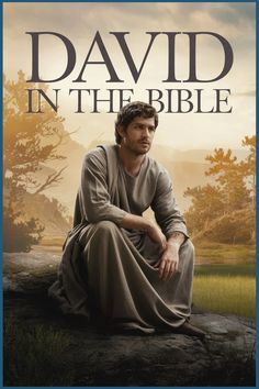 Man in biblical attire sitting outdoors with trees in the background, titled "David in the Bible". David In The Bible, David Bible, Story Of David, Bible Resources, Diverse Books, Bible Study Notebook, King David