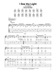 i see the light sheet music for guitar with tabs and chords, including notes