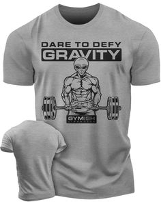 104a. Dare To Defy Gravity Funny Workout Gym T-Shirt for Men T-Shirt Heather Grey T-Shirt GYMISH LIFESTYLE Manly Fashion, Bodybuilding T Shirts, Gym Apparel, Funny Workout, Workout Games, Gym Gear, Fitness Gifts, Gym Humor, Workout Humor