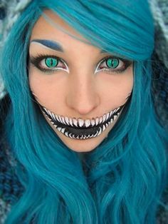 See 29 Mind-Blowing Halloween Makeup Transformations - MTV Cheshire Cat Makeup, Creative Halloween Makeup, Creepy Makeup, Mascaras Halloween, Halloween Fest, Amazing Halloween Makeup, Halloween Makeup Inspiration