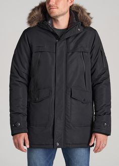 American Tall X Point Zero Parka. Find the best winter jackets for tall men including this parka that's engineered to withstand the coldest climates. Best Winter Jackets, Tall Men, Mens Parka, Winter Jacket Men, Extra Long Sleeves, Tall Guys, Polar Fleece, Short Jacket, Outerwear Jackets