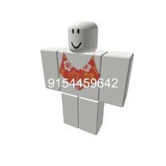 a lego figure with an orange shirt on it's chest