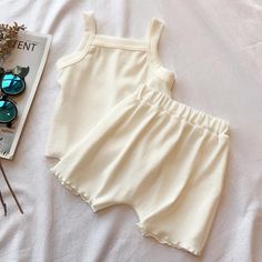 Solid Tank Top and Shorts Set - PrettyKid Sleepwear For Kids, Toddler Vest, Girls Vest, Flowy Design, Solid Tank Tops, Sleeveless Outfit, Boy Clothing, Summer Pajamas