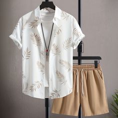 Faster shipping. Better service Greece Vibes, Vacay Fits, Tropical Print Shirt, Holiday Fits, Vacation Fits, 21 Diner, Mens Summer Outfits, Plain Shorts, Summer Cardigan