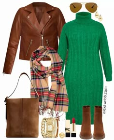 Plus Size Sweater Dress Outfit, Green Sweater Dress Outfit, Dress Outfits Plus Size, Winter Outfits Green, Dress Outfit 2023, Outfit Apple Shape, Outfits For Summer Plus Size, Plus Size Skirt Outfits, Plus Size Outfit Casual