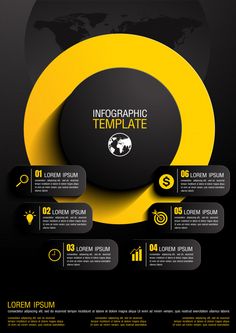 a black and yellow info board with circles