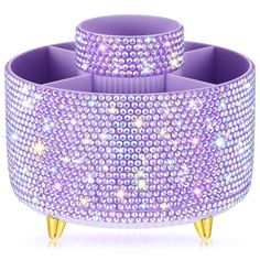 two purple containers with lots of diamonds on them