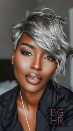 Rock a Sassy Pixie: Trendy Short Hairstyles for Black Women! – Black Girls Hair Rocks Wavy Pixie Hairstyles, Pretty Gray Hair, Black Girls Hair, Short Hair Images, Gorgeous Gray Hair, Beautiful Gray Hair, Short Hair Pixie Cuts, Short Sassy Hair