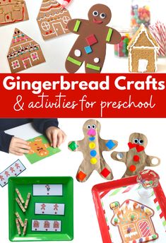 gingerbread crafts and activities for preschool to do with the kids on christmas morning or anytime