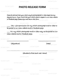 a photo release form is shown in black and white