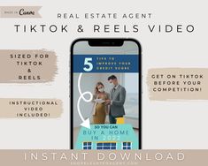 a phone with the text 5 real estate agent tiktok & reels video