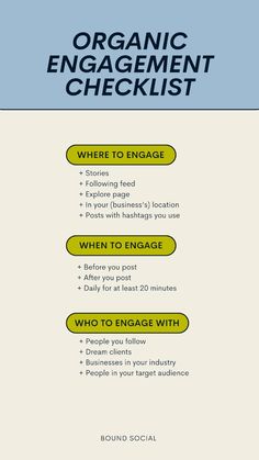 the organic engagement checklist is shown here