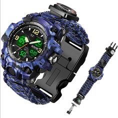 23-In-1 Survival Military Digital Watch, Mens Tactical Multi-Functional Buckle Arrives New Blue Camo Army Color Functional Sports Watch Wear-resistant, Wear-resistant Sports Watch, Functional Wear-resistant Watch Accessories For Outdoor Activities, Wear-resistant Black Digital Watch For Outdoor Activities, Functional Black Digital Watch For Outdoor Activities, Wear-resistant Black Watch For Outdoor Use, Black Wear-resistant Digital Watch For Outdoor, Wear-resistant Black Watch For Outdoor, Black Wear-resistant Watch For Outdoor